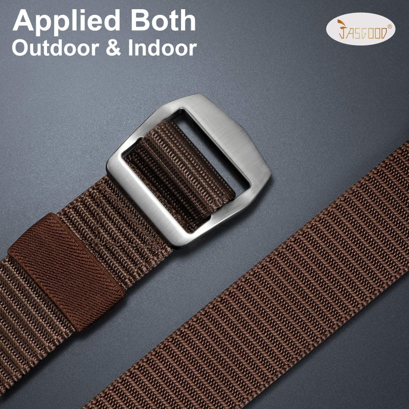 JASGOOD Tactical Heavy Duty Reinforced Nylon Belt for Men Adjustable Military Webbing Belt Strap with Metal Buckle (Pants Size Below 42 Inches, 3-Coffee) - Image 5